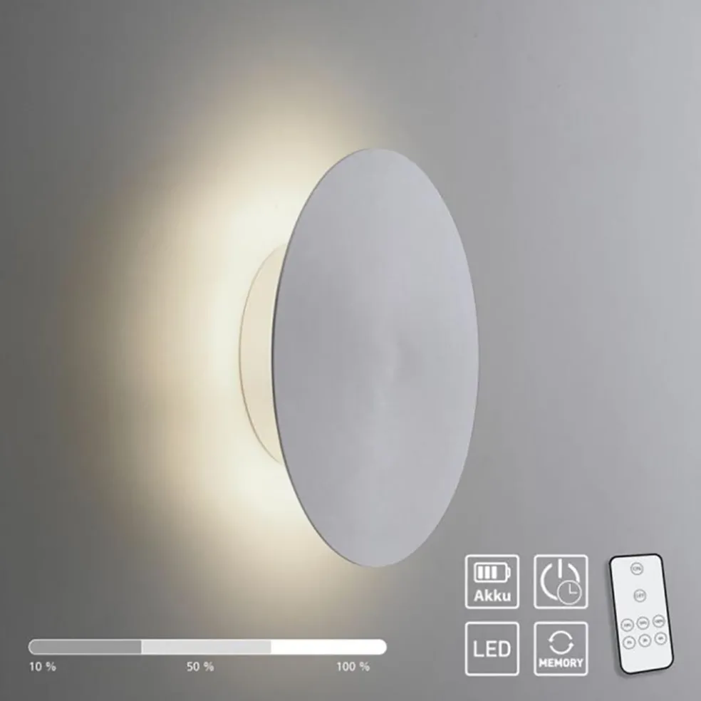 Aluminium LED wandlamp op accu 3-standen dimbaar