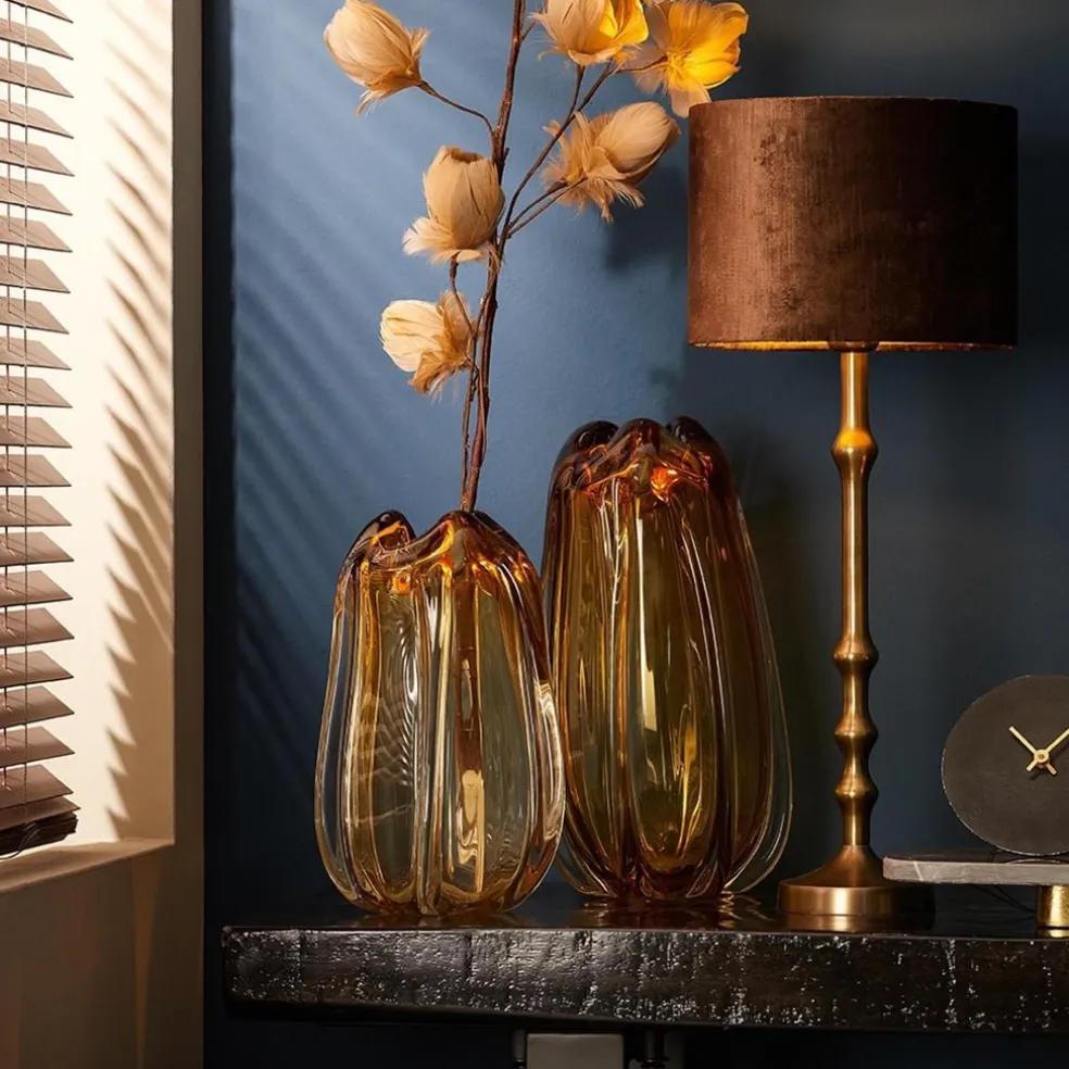 Antiek bronzen lampvoet Semut exclusief kap