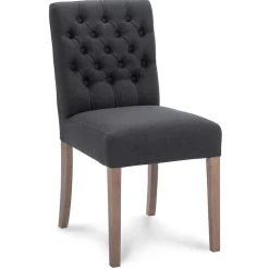 Antraciete eetkamerstoel met eiken poten