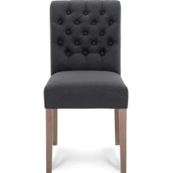 Antraciete eetkamerstoel met eiken poten