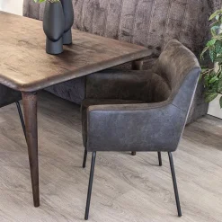 Armstoel Microleder Bull antraciet met zwarte poot