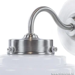 Art Deco wandlamp staal met wit glas