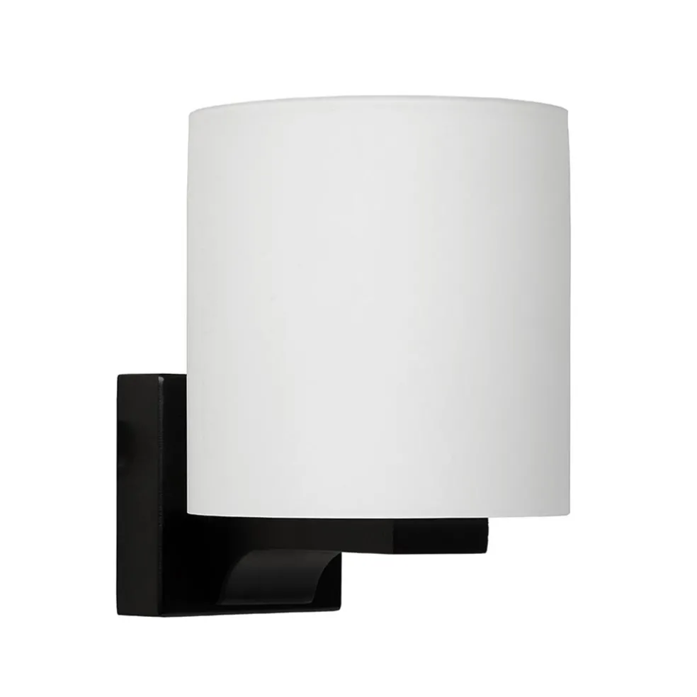 Badkamerwandlamp zwart met opaal glazen kap