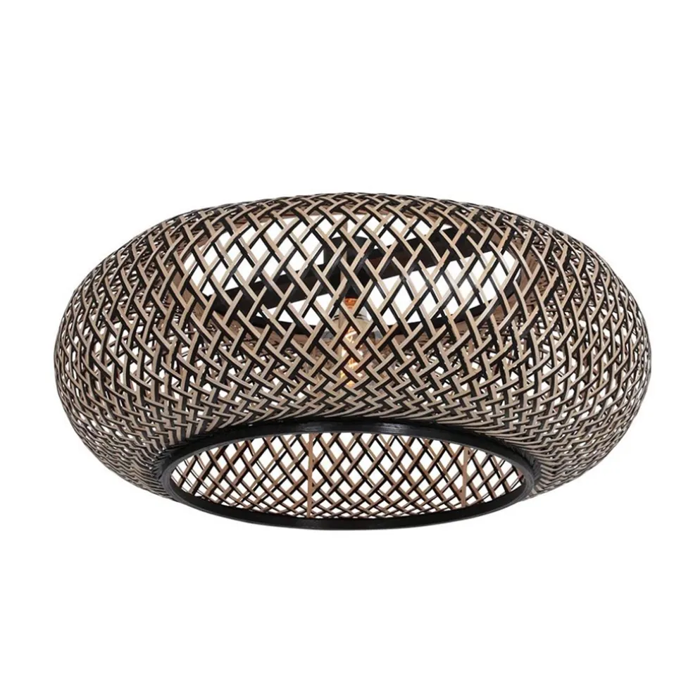 Bamboe kap rond 60x25 cm exclusief booglamp