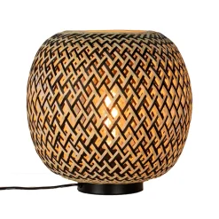 Bamboe tafellamp naturel met zwart