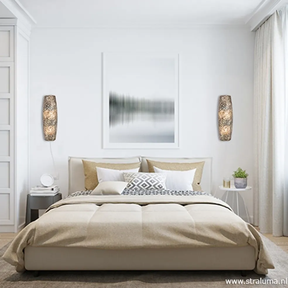 Beach wandlamp goud capiz schelpen