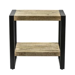 Bijzettafel 2-laags mango hout naturel