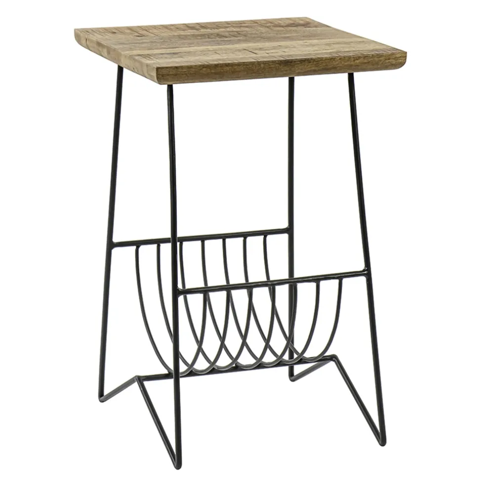 Bijzettafel mango hout met tijdschriftenrek