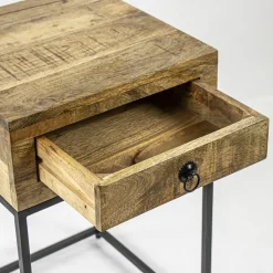 Bijzettafel met lade mangohout/metaal