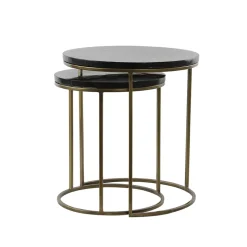 Bijzettafel Sobrina set van 2 zwart/antiek brons