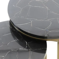 Bijzettafel Sobrina set van 2 zwart/antiek brons