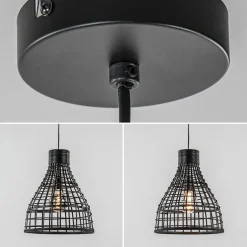 Botanische hanglamp Puerto rotan mat zwart