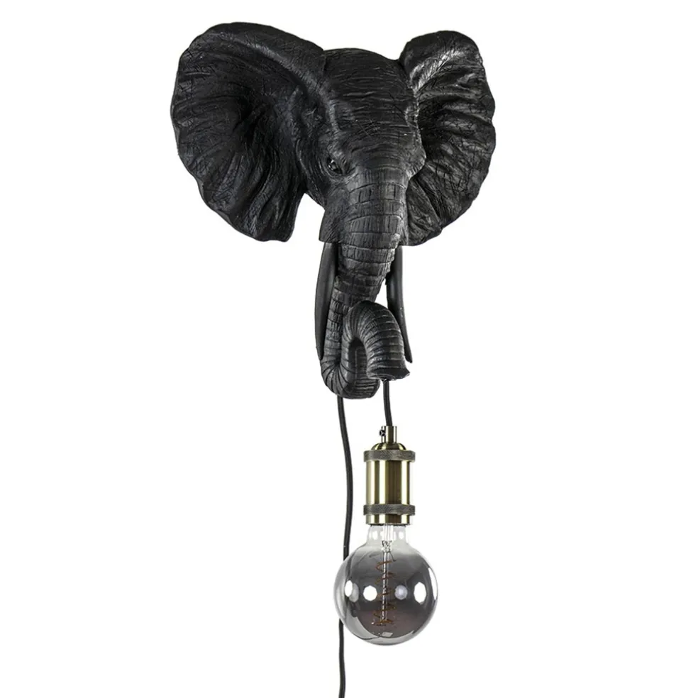 Botanische wandlamp Elephant mat zwart