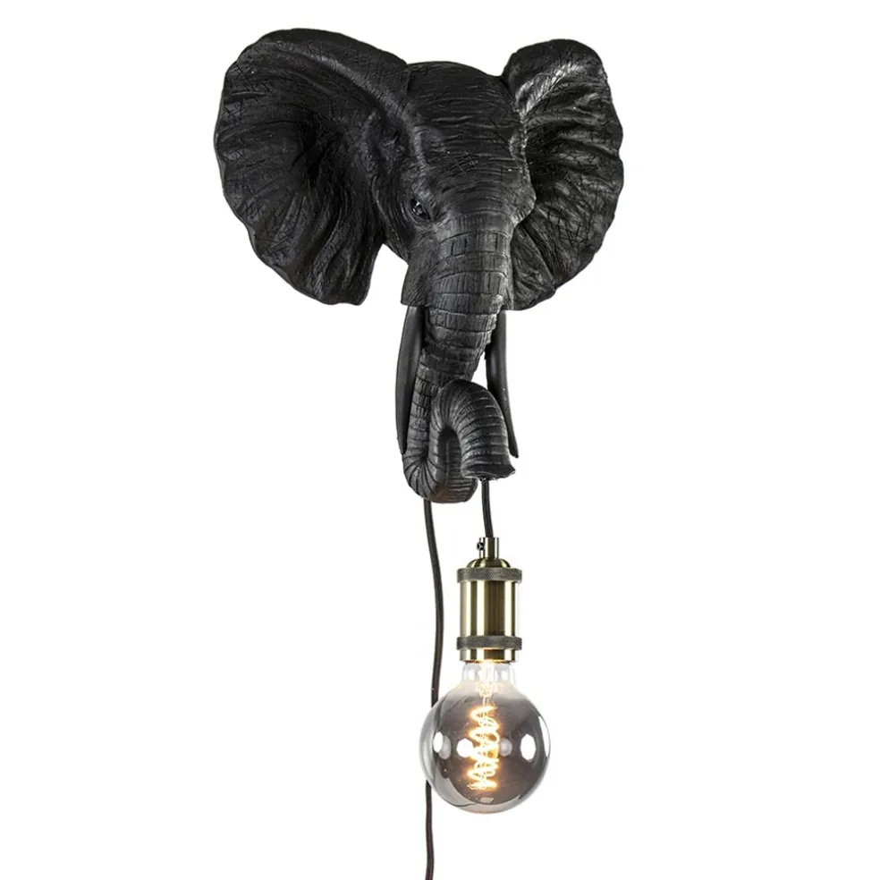 Botanische wandlamp Elephant mat zwart