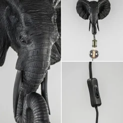 Botanische wandlamp Elephant mat zwart