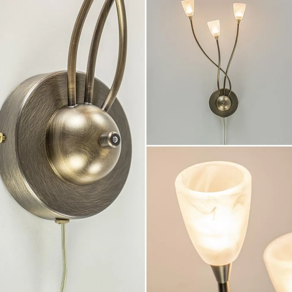 Bronzen wandlamp LED met wit glas dim to warm