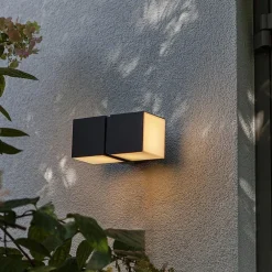 Buitenlamp Cuba double square zwart IP54