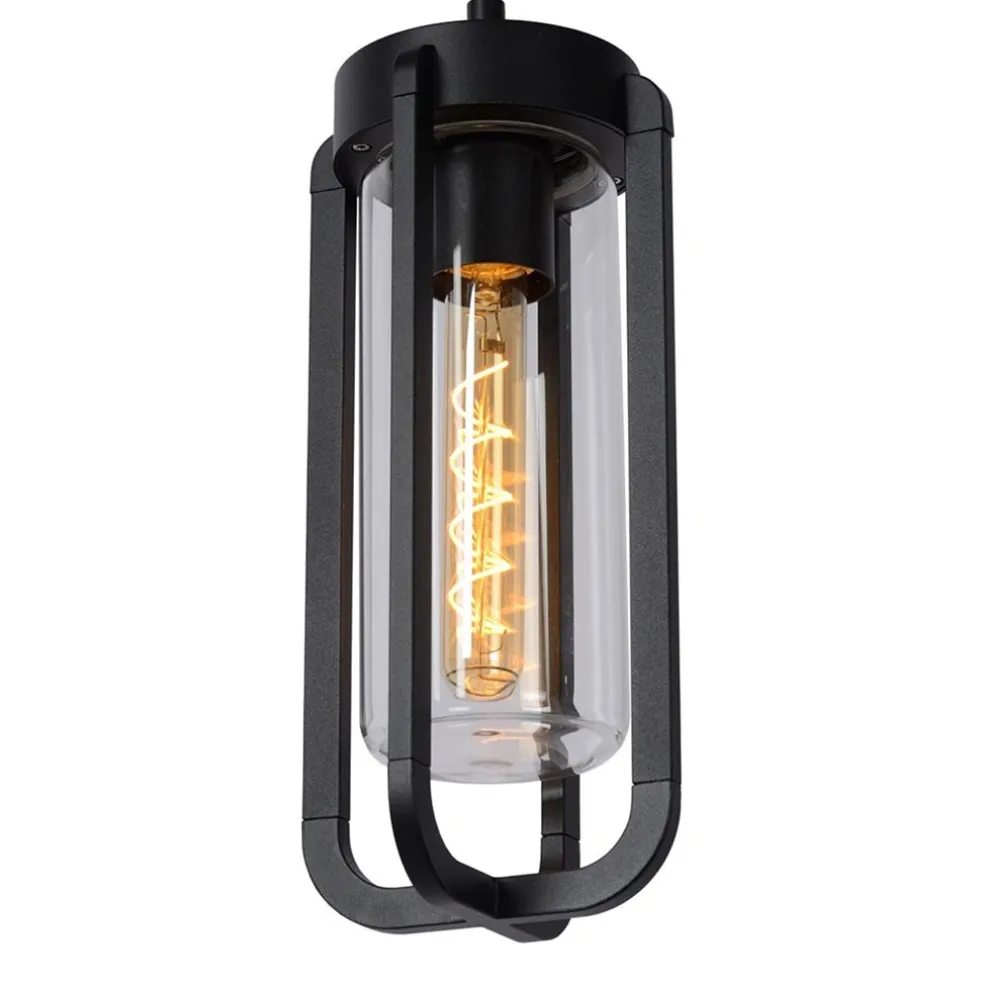 Buitenlamp hang zwart met glazen kap IP44