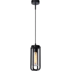 Buitenlamp hang zwart met glazen kap IP44