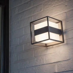 Buitenlamp kubus IP54 inclusief LED donker grijs