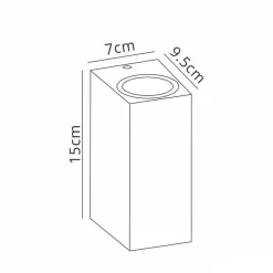 Buitenlamp rechthoek zwart up+down gu10 IP54