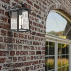 Buitenlamp wand zwart met helder glas