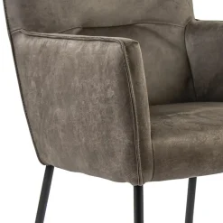 Bull lederen armstoel liver met wieltjes en zwarte poot