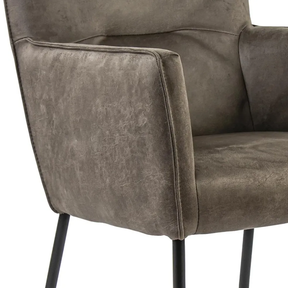 Bull lederen armstoel liver met wieltjes en zwarte poot