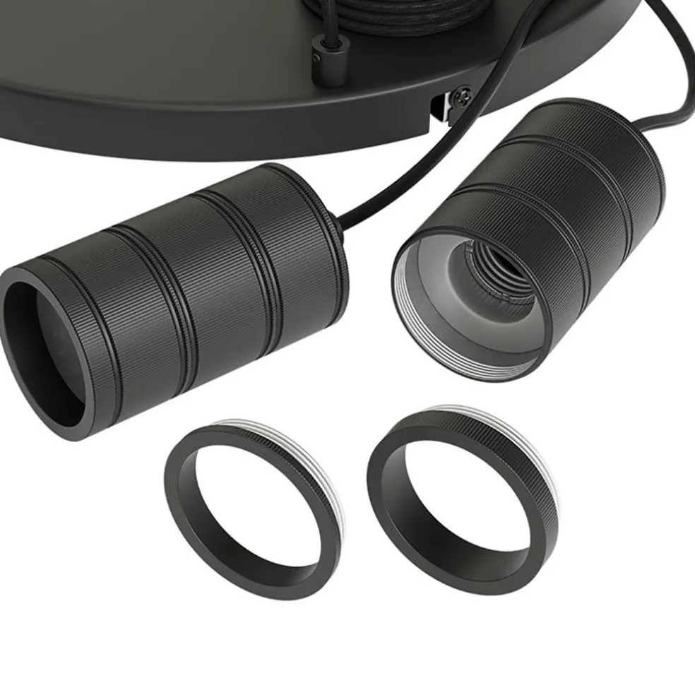 Calex 5-lichts retro pendels rond 50 cm zwart