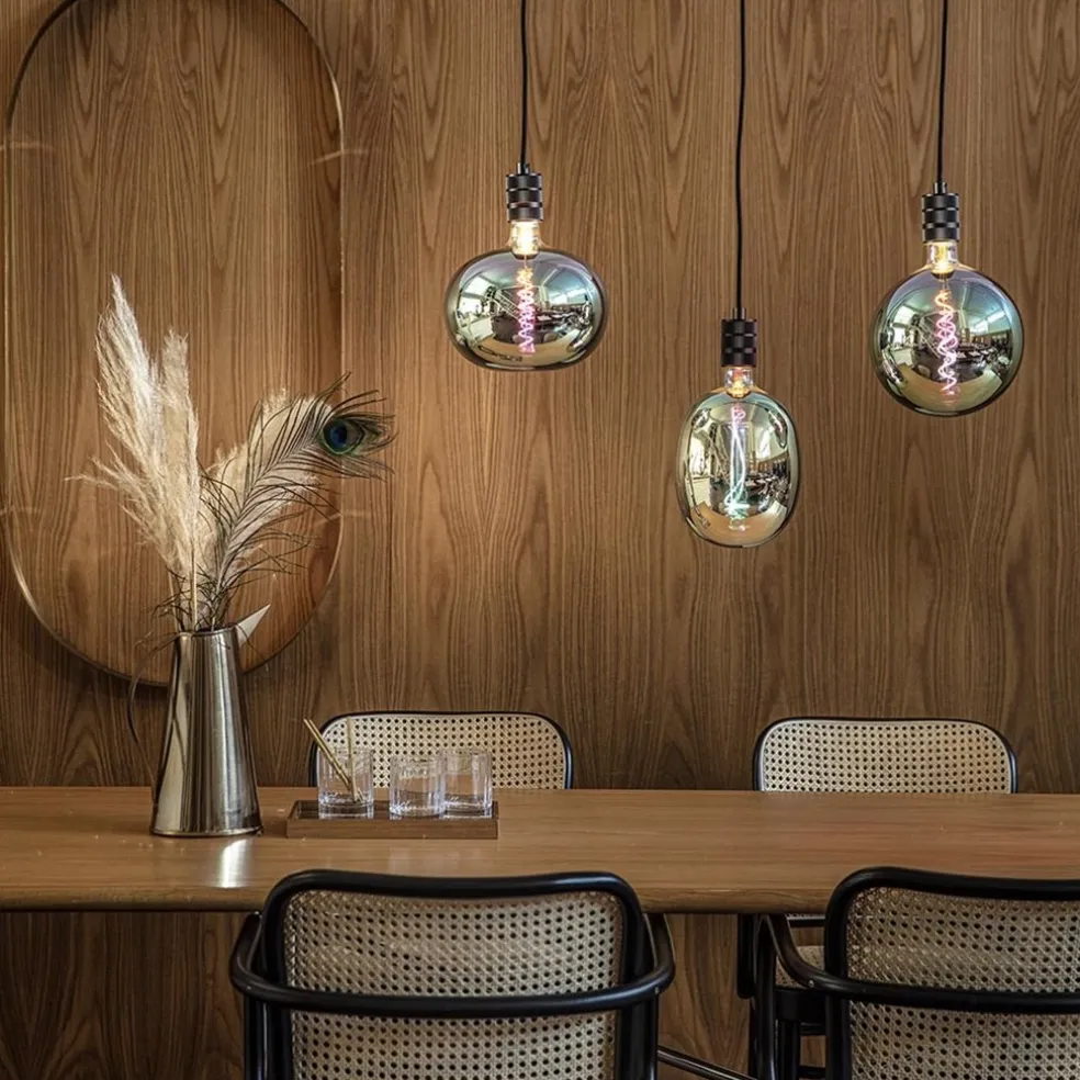 Calex multipendel plafondbalk 5-lichts E27 pendels zwart