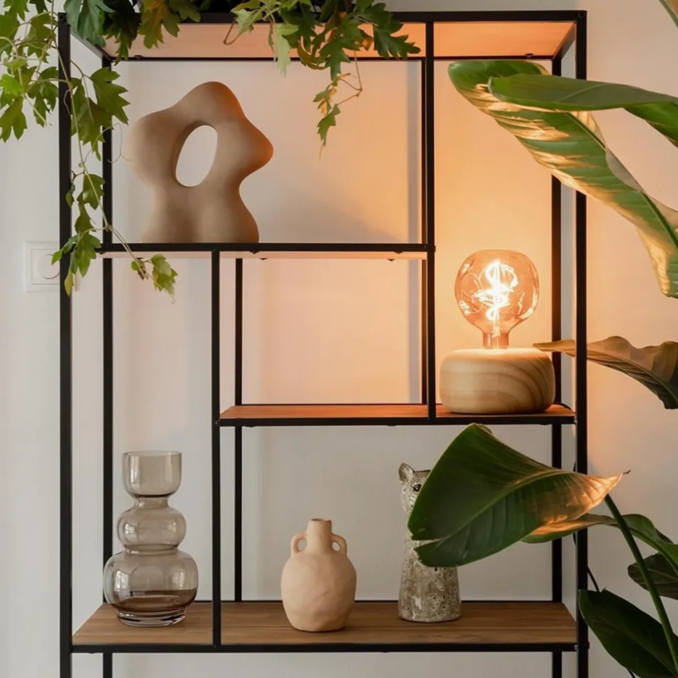 Calex tafellamp Wood FSC rond