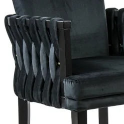 Chique armstoel zwart met sierlijke leuning en goud