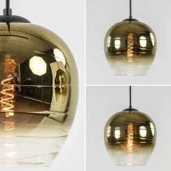 Chique hanglamp 3-lichts zwart met goud