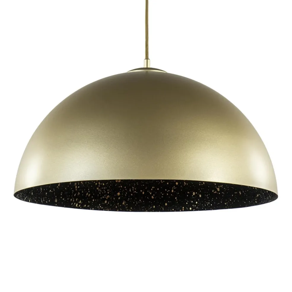 Chique hanglamp mat goud met zwarte binnenzijde