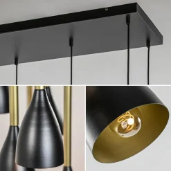 Chique 8-lichts hanglamp zwart met goud