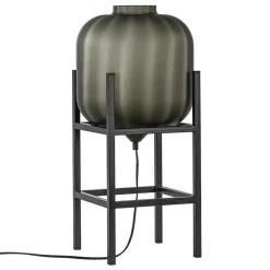 Chique tafellamp frame met mat zwart glas