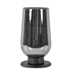 Chique tafellamp zwart marmer met smoke glazen kap