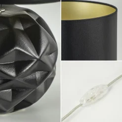 Chique tafellamp zwart met kap zwart/goud