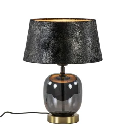 Chique tafellamp zwart/goud met kap