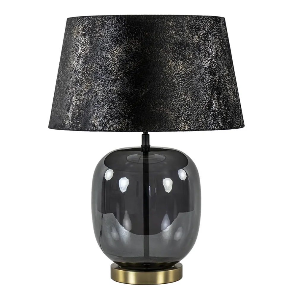 Chique tafellamp zwart/goud met kap