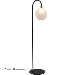 Chique vloerlamp zwart/goud met opaal glas