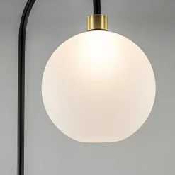 Chique vloerlamp zwart/goud met opaal glas