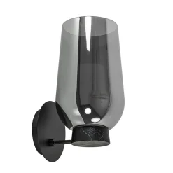Chique wandlamp zwart marmer met smoke glas