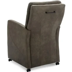 Comfortabele armstoel olijf groen met wieltjes en handgreep