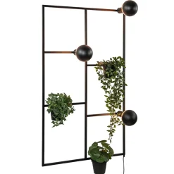 Decoratieve wandlamp zwart inclusief potten