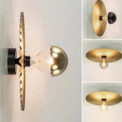 Decoratieve wand/plafondlamp goud met zwart