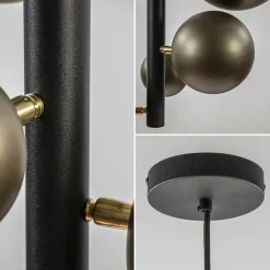 Design hanglamp zwart met platinum bollen 2L
