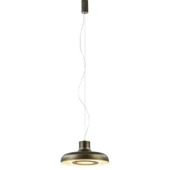 Design LED hanglamp koepel brushed brons met goldleaf
