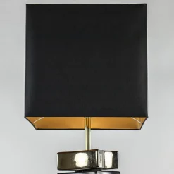 Design vloerlamp keramiek zwart/goud met zwarte kap