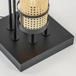 Design vloerlamp zwart met webbing kappen